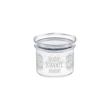 Cosmoplast© Home Sweet Home Round Canister Small – Clear