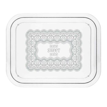 Cosmoplast© Home Sweet Home Rectangular Serving Tray – Clear