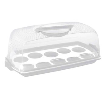 Cosmoplast© Oasi Rectangle Pastry Bread Holder Easy to Carry - White